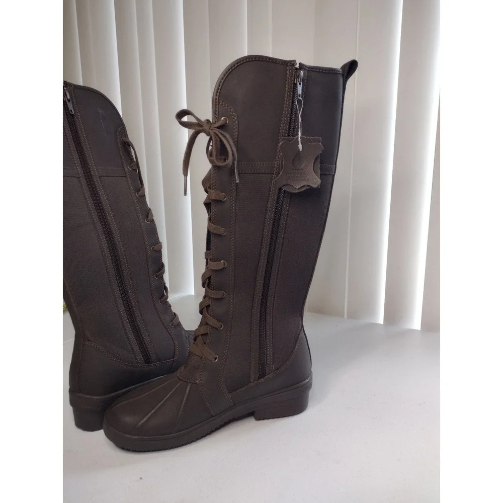 Clarks Carima Pluma Dark Brown Waterproof Lace Up Tall Winter Boots Womens 5.5